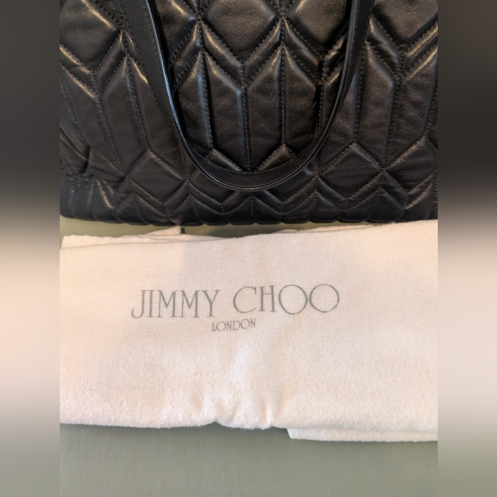 NEW Jimmy Choo Black Quilted Tote - Picture 7 of 11